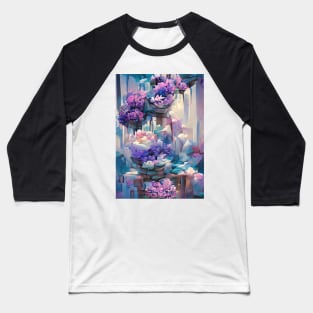 VERY EYECATCHING PINK AND PURPLE AND BLUE FLORAL PRINT Baseball T-Shirt